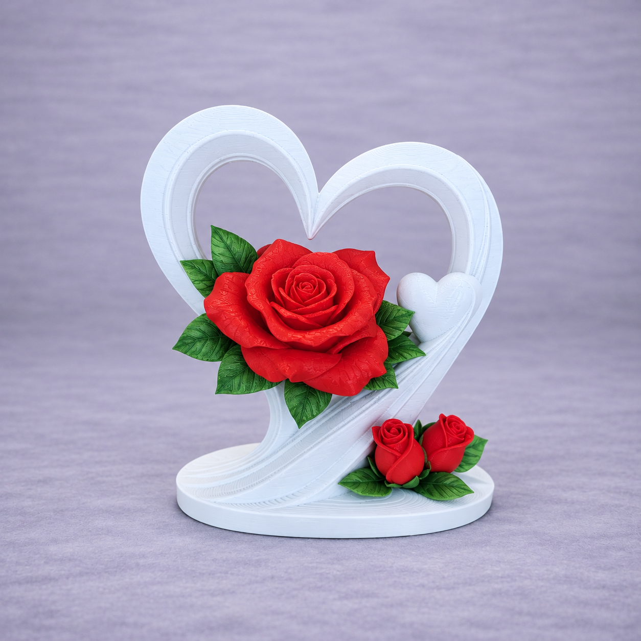 Coração com Rosa 3D - Dia da Mãe